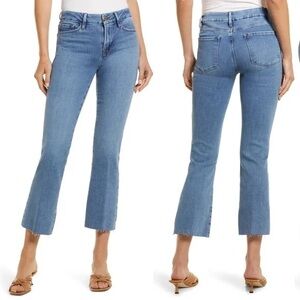 NWT FRAME Le High Raw Hem Crop Straight Leg Jeans (Tidepool Grind)